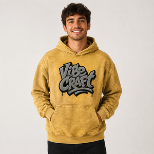 Sweat à capuche rétro en coton délavé pour homme, coupe oversize, style streetwear, broderie personnalisée, vente en gros, vêtements décontractés - Product Image 1