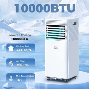 Condizionatore d'Aria Mobile Bianco da 10000 BTU con Telecomando, Timer 24H, Display LED per Raffreddamento e Deumidificazione, Spina UK/EU, Alimentazione AC, Nuovo - Product Image 2