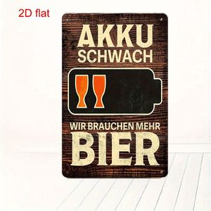 CIFbuy Targa in Metallo Vintage SCHWACH 'Batteria Scarica, Ho Bisogno di Più Birra', Decorazione Creativa per Casa, Giardino, Bar, Ufficio, Caffetteria - Product Image 1