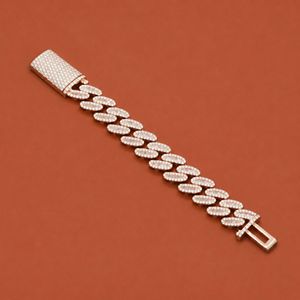 Custom 925 <b>Sterling</b> <b>Silver</b> Moissanite Diamond Cuban <b>Bracelet</b> <b>For</b> <b>Men</b> - Product Image 2