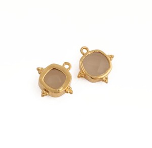 White Chalcedony Gold Plated Bezel Set <b>Cushion</b> 8 mm Gemstones Handmade Charm Pendant - DIY Making Fashion Jewelry for Wholesale - Product Image 3