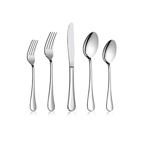 Ensemble de couverts 4 pièces en acier inoxydable satiné argenté – Cuillère, couteau, fourchette, ustensiles de table - Product Image 1