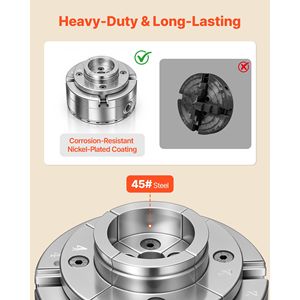 Set di mandrini per tornio da legno pneumatici da 4 pollici, autocentranti a 4 griffe, con adattatore filettato da 1 pollice x 8 TPI, 5 pezzi, ganasce rotonde/piatte - Product Image 4