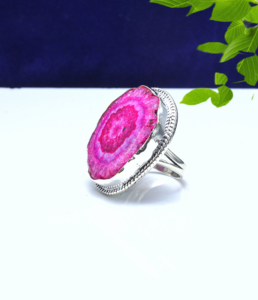 Anillo de Plata de Ley 925 con Druzy Rosa – Anillo de Joyería con Piedra Preciosa Natural para Ella - Product Image 6