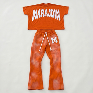 New Hot Selling Breathable Lightweight Eco-Friendly Summer Casual Streetwear Custom Printed Solid 100% Cotton T-shirt Trouser - Product Image 2