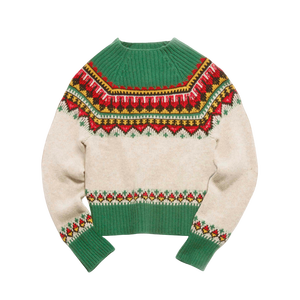Women's Green <b>Turtleneck</b> Wool <b>Sweater</b> With Embroidered Pattern Full Sleeve Casual Winter Knit Pullover Thick Hand Knitted - Product Image 2