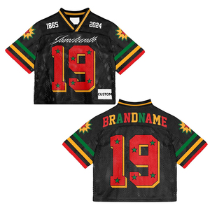 Wholesale Customized Loose Fit V-neck Football Jersey Oversized Rugby Shirts Black Mesh American Football Fans Jerseys - Product Image 6