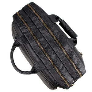 Maletín de Cuero Genuino de 15 Pulgadas con Correa de Hombro Arqueada Desmontable, Estilo Minimalista Unisex, Cierre de Hebilla, Patrón de Leopardo, para Caza - Product Image 2