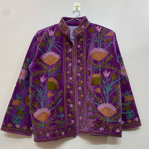 Ethnic Hand Embroidered Suzani Boho Velvet <b>Winter</b> Jacket Designer Ethnic Womens Coat Artisan Handmade Jacket - Product Image 1