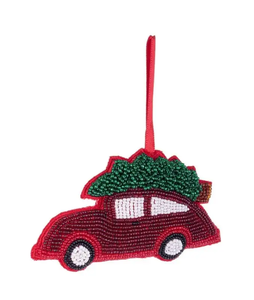 Beaded Sweater Ornament Red Green White Patterned Christmas Decoration Accessory - Product Image 2