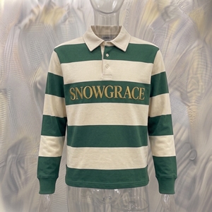 เสื้อโปโลแขนยาวลายทางสโนว์เกรซ คอปกพับได้ ปักโลโก้ ผู้ชาย ทรงปกติ ใส่ได้ทุกฤดู - Product Image 3