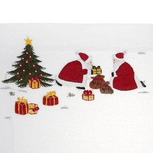 Ensemble de nappes et de serviettes de table de Noël à motif floral brodé de luxe, 100% lin, lavable en machine, décoration de maison pour les fêtes - Product Image 2