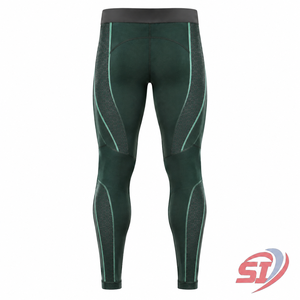 <b>Men</b>’s Gym <b>Compression</b> <b>Leggings</b> Custom Hex Print Running Fitness Tights Quick Dry Breathable OEM Wholesale Emerald Stealth - Product Image 2