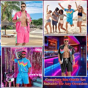 Traje Deportivo de los 80 para Hombre, Disfraz Color Block de los 90, Chaqueta de Manga Corta y Pantalones Cortos Retro para Fiesta de Halloween o Carnaval - Product Image 5