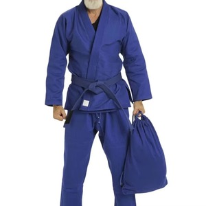 Uniforme de karaté bleu pour homme, 100% coton respirant, coupe classique, vêtements d'arts martiaux pour adultes avec ceinture et sac inclus, en vente en ligne - Product Image 2