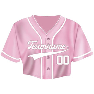 Pink Custom Women's Softball Baseball Crop Jersey Personalized Name Number V Neck Shirt for Team Players <b>Coaches</b> and Fans - Product Image 1