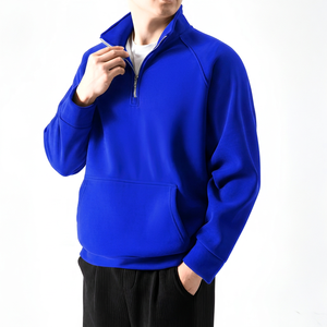 Men's <b>Brown</b> Quarter Zip <b>Fleece</b> Sweatshirt Regular Fit Stand Collar Pocket Casual Autumn Wear - Product Image 3