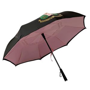 AKA 28 Inch Automatic Up Down Air Vent Collapsible <b>Umbrella</b> <b>Windproof</b> Rain <b>Umbrella</b> Pink Black Green Embroidered Crest - Product Image 5
