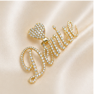Collier personnalisable en or massif 10K style hip-hop avec écriture cursive, pendentif cœur en moissanite glacée, lettre ou nom personnalisé - Product Image 6