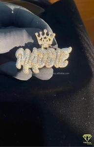 Collier pendentif couronne personnalisé tendance avec strass Moissanite, bijoux Hip Hop Bling - Product Image 4