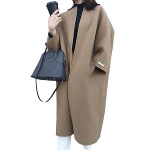 Abrigo de Lana para Mujer, Otoño-Invierno, Color Sólido, Estilo Coreano, Holgado, Casual, Cortavientos, de Poliéster, Cálido - Product Image 1