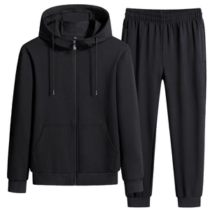 Ensemble de survêtement pour homme avec sweat à capuche zippé et pantalon de jogging à revers, 2 pièces, tenue de sport décontractée, vente en gros - Product Image 1