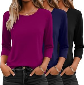 Relaxed Everyday Y2K Style Hot Selling Regular Fit Three Quarter Ladies' Casual Long Sleeved Eco-Friendly T-Shirt <b>Top</b> Winter - Product Image 6