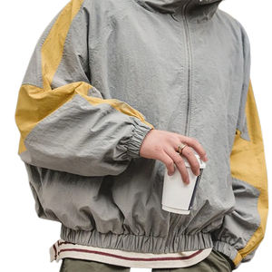 เสื้อฮู้ดกันลมสไตล์ฮิปฮอปเกาหลี ทรงหลวม โอเวอร์ไซส์ น้ำหนักเบา ตกแต่งแบบแพทช์เวิร์ค ขายส่งราคาพิเศษ เสื้อผ้าสตรีทแวร์ MOQ ต่ำ - Product Image 2