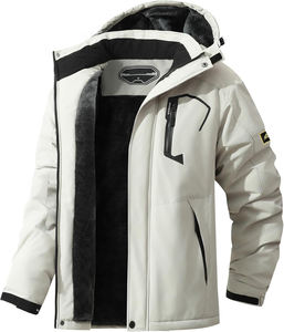 Veste épaisse chaude d'hiver vintage pour hommes manteau coupe-vent zippé décontracté avec capuche vêtements d'extérieur classiques à la mode techniques teintes unies - Product Image 2