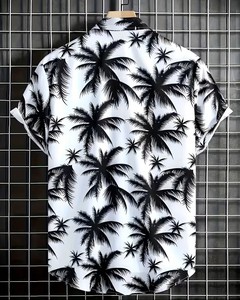 เสื้อเชิ้ตฮาวายชาย แขนสั้น ปกคอพับ ลายต้นปาล์ม ระบายอากาศได้ดี เหมาะสำหรับวันหยุดฤดูร้อน - Product Image 2