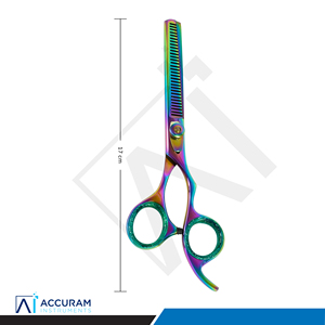 Tijeras Profesionales para Adelgazar el Cabello Accuram, Multicolores, con Filo de Cuchilla, de Acero Inoxidable, para Barbería y Peluquería - Product Image 6