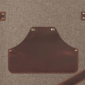 Delantal Industrial Duradero de Lona y Cuero con Cremallera, Ajustable, con Tirantes Cruzados, para Chef, Barista, Barbero, Carpintero, Taller, Modelo LCA-0046 - Product Image 2