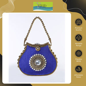 Pochette de soirée légère en métal perlé personnalisable pour femme avec doublure en soie – Idéale pour mariages et fêtes – Prix de gros - Product Image 2