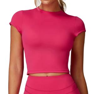 Camiseta de Yoga para Mujer con Logotipo Personalizado, Ropa Deportiva de Alta Compresión para Gimnasio y Fitness, Top de Yoga - Product Image 4