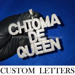 Pendentif personnalisé « Quittia Queen » serti de diamants Moissanite, collier Hip Hop, bijoux - Product Image 4