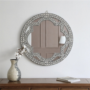 Miroir mural rond sur mesure, fabriqué à la main, mosaïque de coquillages foncés, pour salon de luxe, miroir en nacre. - Product Image 3