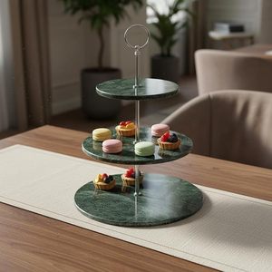 3 Tier <b>White</b> Marble <b>Cake</b> <b>Stand</b> with Gold Metal Rod Multi Level Serving Tray Elegant Dessert Display <b>Stand</b> for Wedding Party Home - Product Image 5