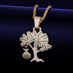 Collier pendentif arbre en moissanite avec pavé de pierres vertes, bijoux botaniques de luxe, cadeau de caractère - Product Image 1