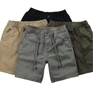 Shorts cargo en toile de coton respirante à taille élastique, longueur mi-genou, motif uni - Product Image 6