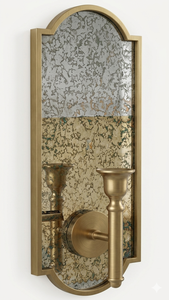 Luxury Antique Brass <b>Wall</b> <b>Sconce</b> Mirror Decorative Metal <b>Wall</b> <b>Sconces</b> with Dual Candle Holders Vintage Home Decor - Product Image 3