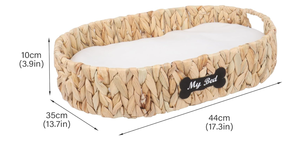 Artex Hai Nam Handwoven Eco-Friendly Soft Water hyacinth Portable Pet <b>Bed</b> for Dogs/Cats/<b>Rabbits</b> Removable Washable Cushion - Product Image 6