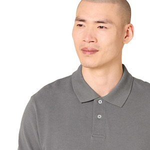 Polo pour homme de couleur unie, col côtelé, coutures durables, respirant, coupe confortable, idéal pour le bureau ou les occasions décontractées, exportation directe usine - Product Image 1