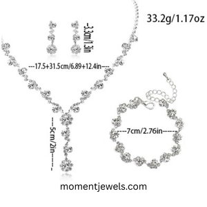 Ensemble de bijoux en strass de cristal, collier, boucles d'oreilles, bracelet, alliage plaqué argent, cadeau de mariage pour femmes - Product Image 5