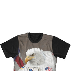 Camiseta de Manga Corta para Hombre, Cuello Alto, Diseño de Águila Astronauta, Impresión Serigráfica, Formal, 100% Algodón, Transpirable, Ecológica - Product Image 4