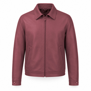 Chaqueta de Cuero Negra Personalizada para Hombre, Estilo Motero Vintage, Cuello Alto, Cierre de Cremallera, Proveedor Mayorista - Product Image 1