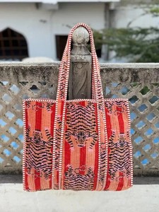 Women's Beach Velvet Handbag Indian Tiger Printed Quilted Shoulder <b>Bag</b> - Product Image 3