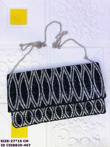 Pochette à main perlée pour femme, sac de soirée perlé fait main avec motif feuille, pochette d'épaule tendance pour soirée - Product Image 4