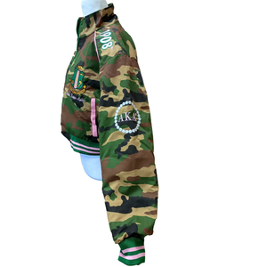 <b>Women's</b> Camo Crop <b>Jacket</b> Green Camouflage Long Sleeve Casual Sorority Streetwear <b>Lightweight</b> Embroidery Reversible Breathable - Product Image 5