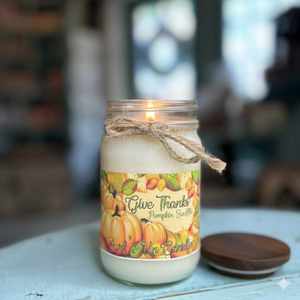 Ensemble de bougies artisanales de luxe pour Thanksgiving dans des pots Mason - Décoration écologique pour la maison et cadeaux festifs - Product Image 1