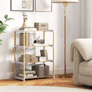 Scarpiera a 4 Ripiani in Legno di Pino Massiccio, Pieghevole e Impilabile, Finitura Laccata, 33 Libbre per Ripiano, Ripiani Ventilati a Doghe, Colore Naturale+Grigio - Product Image 1